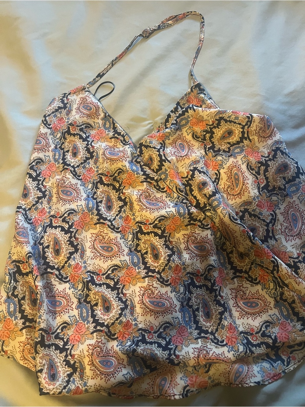 Floral Paisley Sleeveless Wrap Halter Top